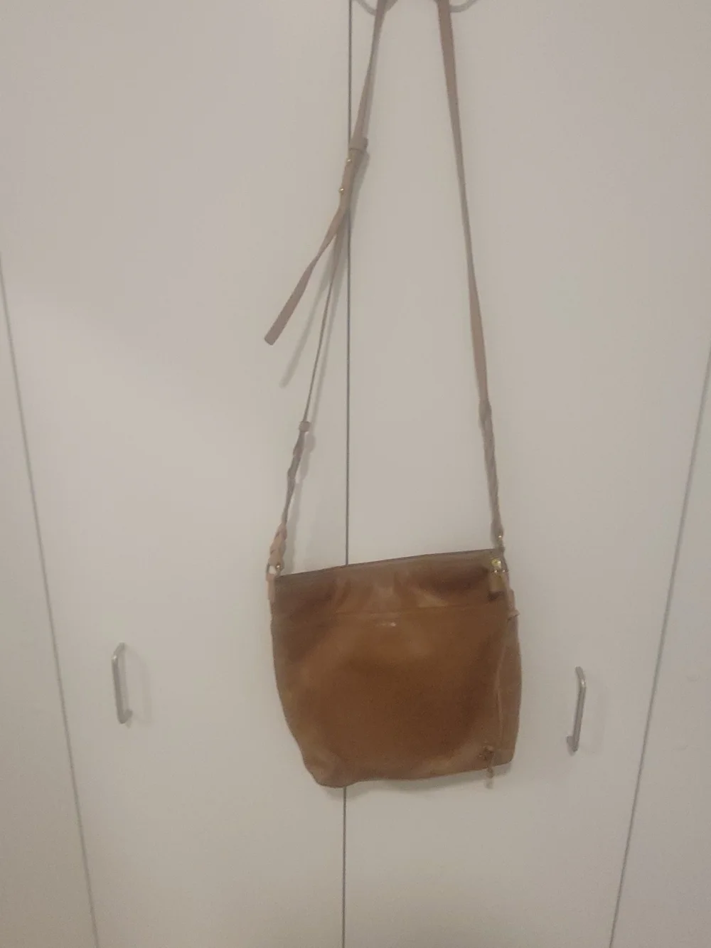 Lucky Brand Tan Leather Crossbody Bag with Adjustable Strap